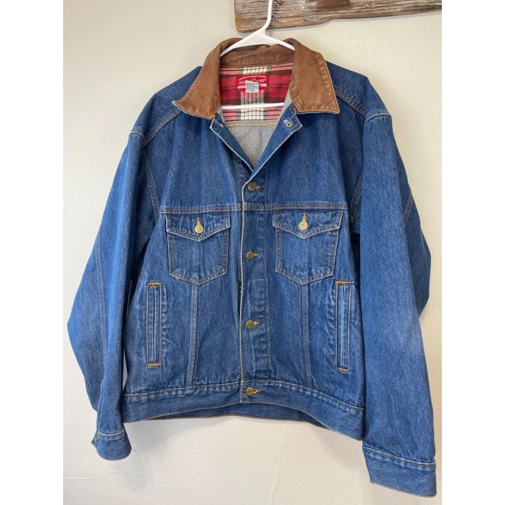 Men's Marlboro Country Store Large Denim Jacket Jean Medium Wash Button Up